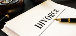 Divorce documents in a court. Separation and alimony.